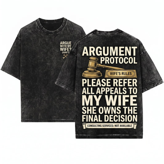 Contact My Wife Funny If You Wanna Argue Husband Graphic Gift Unisex Wash T-Shirt