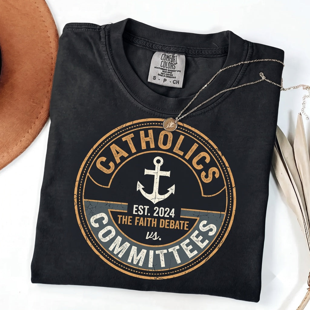Catholics Vs Committees Funny Church Humor Joke Faith Gift for Men Women Unisex TShirt