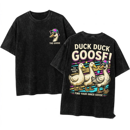 Duck Goose Trending Catchphrase Girly Boutique Brushstroke Graphic Summer Beach Vintage Unisex Wash T-Shirt