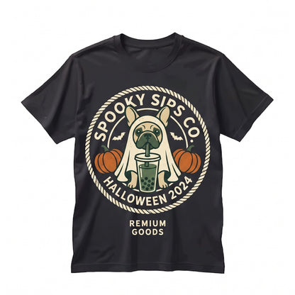 French Bulldog Halloween Ghost Boba Frenchie Cute Spooky Dog Lover Gift Unisex TShirt
