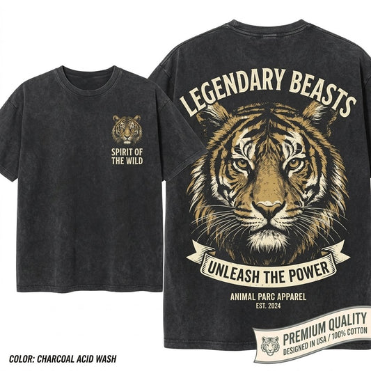 Vintage Big Cat Safari Wildlife Graphic Retro Jungle Tiger Gift Unisex Wash T-Shirt