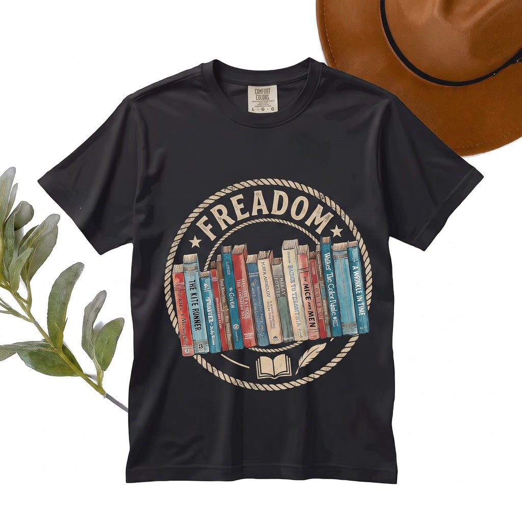 fREADom Banned Books Librarian Reader Freedom Bookworm Gifts Graphic Top Unisex TShirt