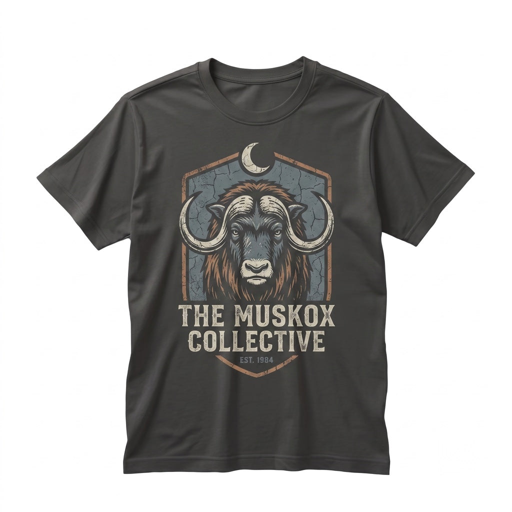 Three Muskox Moon Graphic Retro Vintage Funny Washed Animal Bison Wildlife Lovers Gift Unisex TShirt