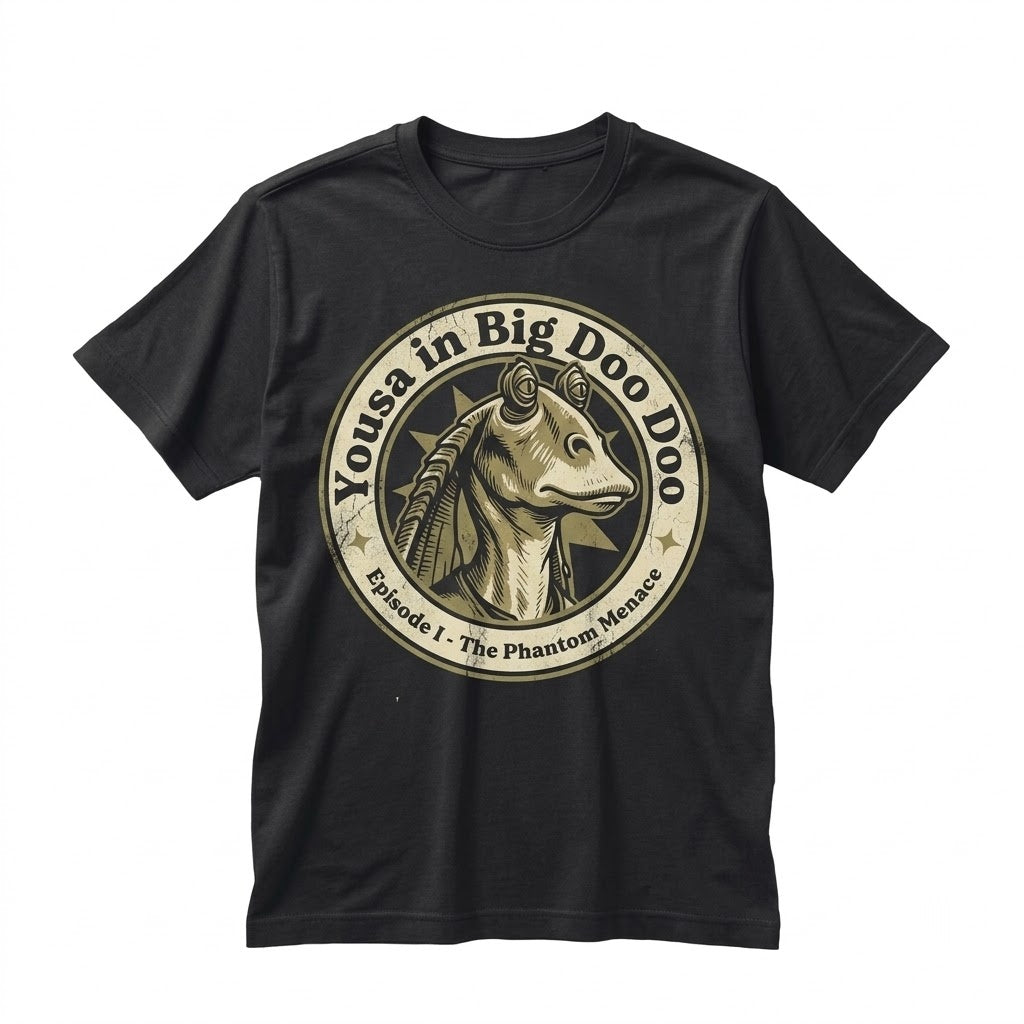 Vintage Jar Jar Binks Sci-Fi Graphic Front Back Retro Gungan Meme Apparel Unisex TShirt