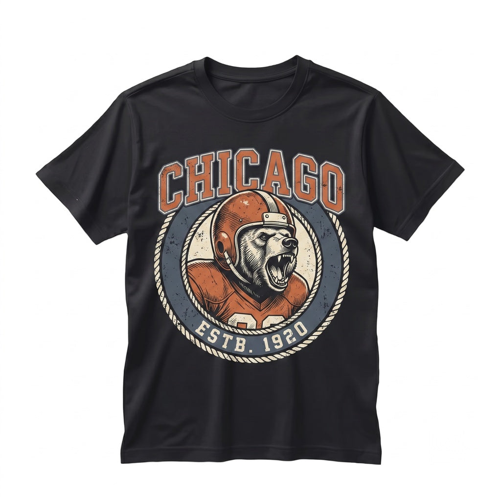 Retro 90s Chicago Football Game Day Graphic Vintage CHI Sports Fan Apparel Unisex TShirt