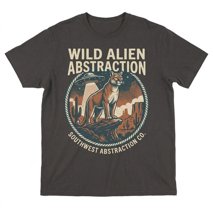 UFO Mountain Lion Alien Abduction Cougar Retro Southwest Desert Cactus Sci Fi Big