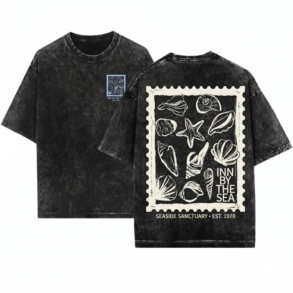 Seashell Coastal Ocean Graphic Summer Beach Unisex Wash T-Shirt