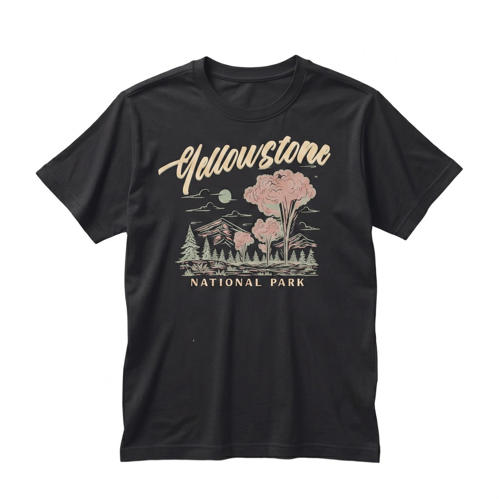 Vintage Yellowstone National Park Outdoor Nature Garment Dyed Graphic Unisex TShirt