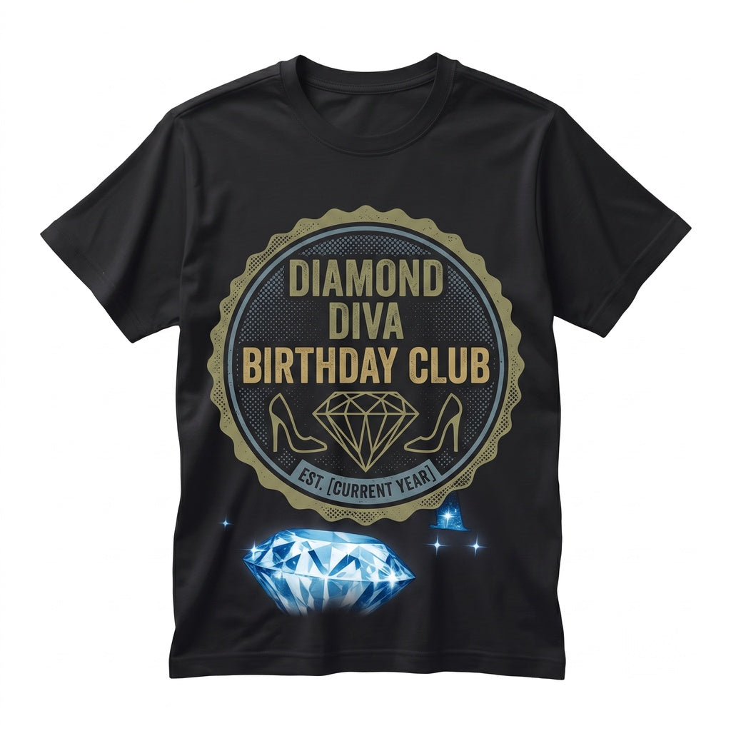 Womens Denim Diamonds Birthday Queen Diva Glam Party Graphic Outfit Unisex TShirt