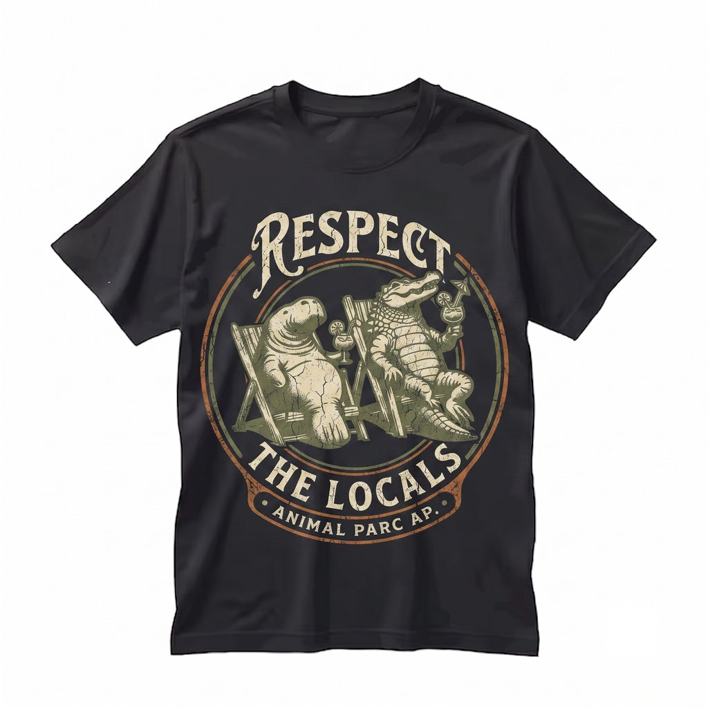 Respect The Locals Vintage Everglades Florida Crocodile Manatee Graphic Gift Unisex TShirt