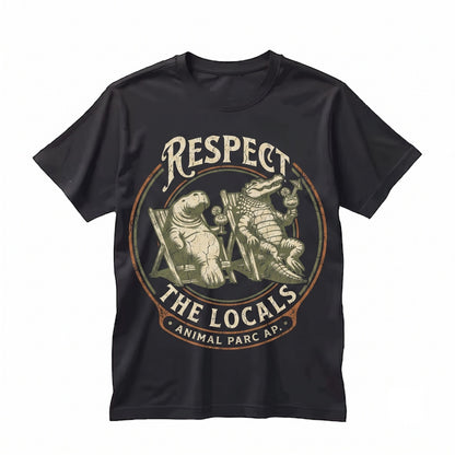 Respect The Locals Vintage Everglades Florida Crocodile Manatee Graphic Gift Unisex TShirt