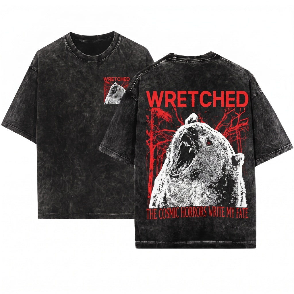 Wretched Bear Vintage Japanese Cosmic Horror Unisex Wash T-Shirt