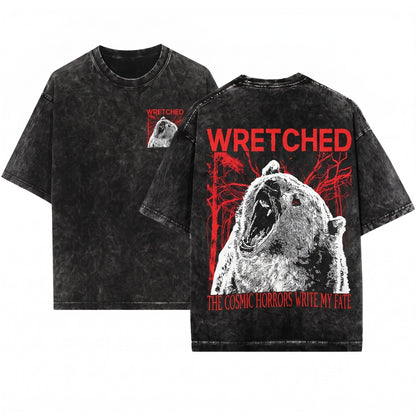 Wretched Bear Vintage Japanese Cosmic Horror Unisex Wash T-Shirt