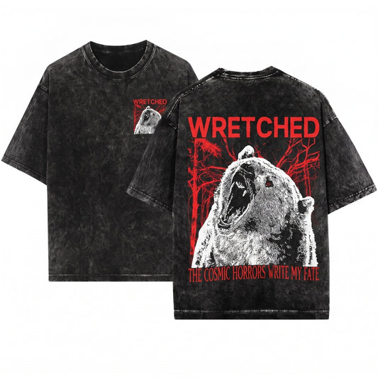 Wretched Bear Vintage Japanese Cosmic Horror Unisex Wash T-Shirt