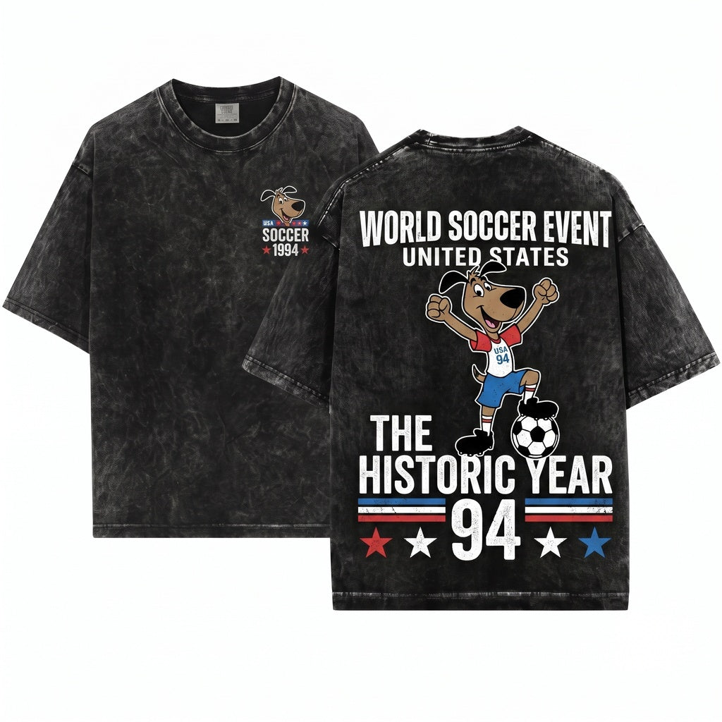 Vintage Patriotic USA 1994 Soccer Dog Lover Graphic Apparel Unisex Wash T-Shirt