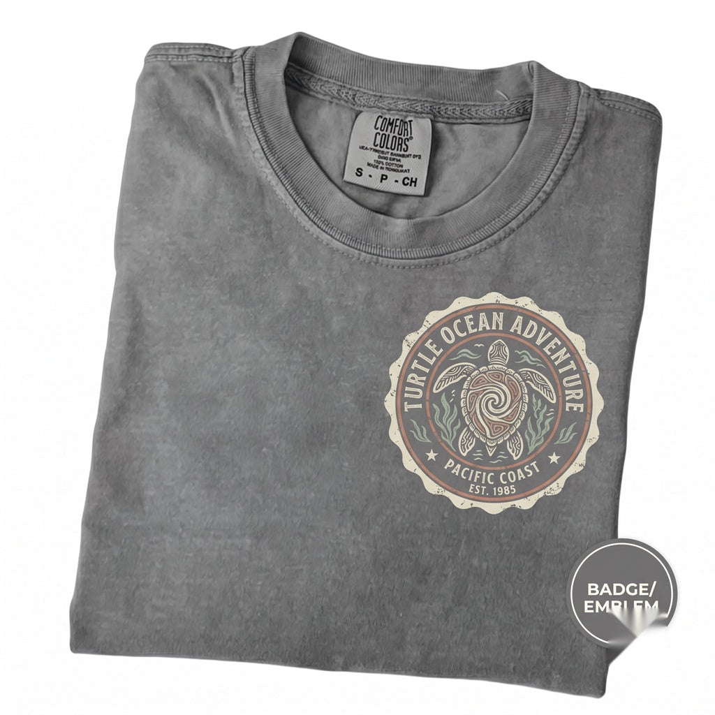 Embroidered Sea Turtle Beach Summer Surfing Hawaii Vacation Tropical Ocean Animal Hippie Cute Unisex TShirt