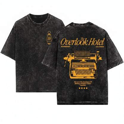 Vintage Overlook Hotel Horror Movie Graphic Unisex Wash T-Shirt