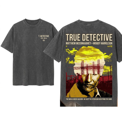 Minimal Retro Detective Season One Crime Drama Mystery Graphic Vintage Apparel Unisex Wash T-Shirt
