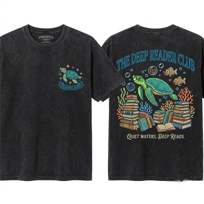 Sea Turtle Embroidered Ocean Animal Comfort Graphic Unisex Wash T-Shirt
