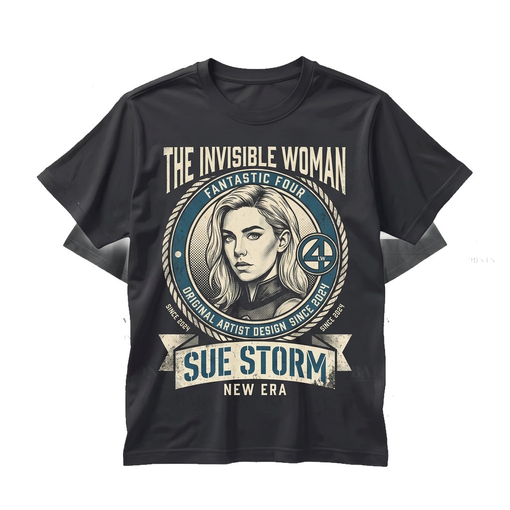 Sue Storm Invisible Woman First Steps Comic Superhero Graphic Oversized Unisex TShirt