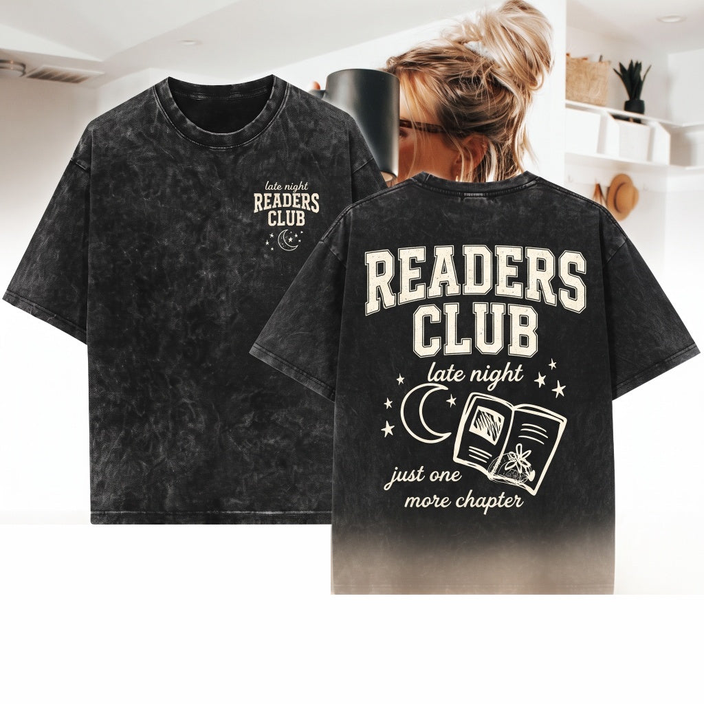 Late Night Readers Club Sweatshirt Book Lover Trendy Bookish Reading Gift Unisex Wash T-Shirt
