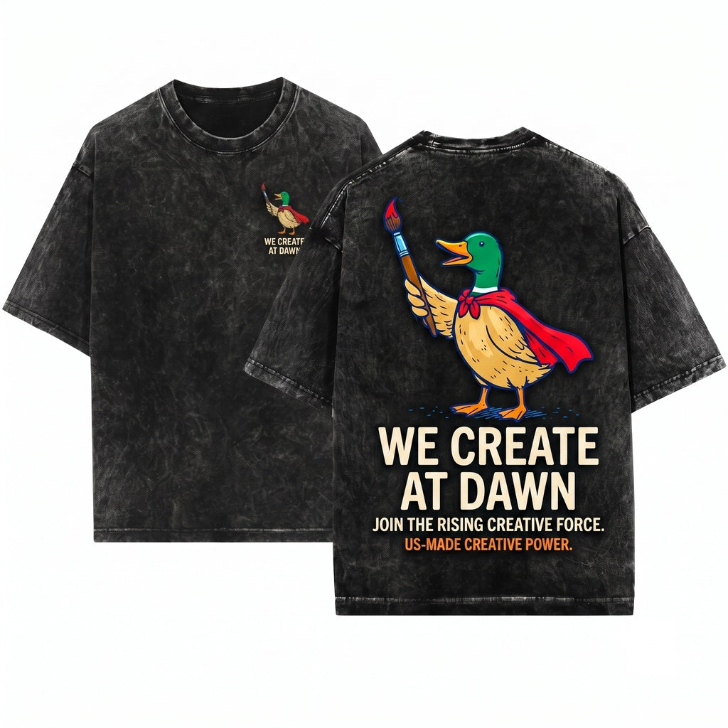 Funny Artist Duck Graphic We Create At Dawn Classroom Educator Present Unisex Wash T-Shirt