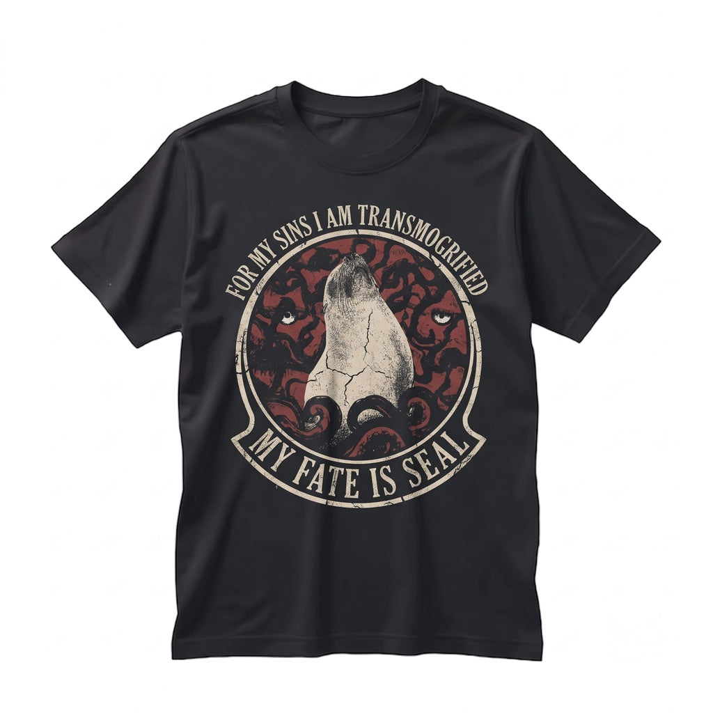 Funny My Fate Is Seal Cute Marine Animal Pun Vintage Graphic Casual Cotton Unisex TShirt