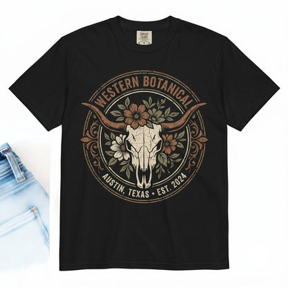 Rustic Genuine Longhorn Cow Skull Western Bull Graphic Apparel Unisex TShirt