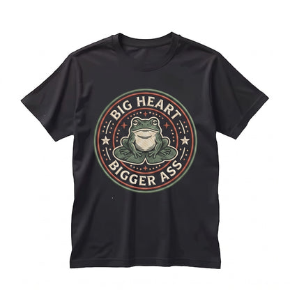 Cute Embroidered Frog Big Heart Meme Funny Animal Wholesome Graphic Gift Unisex TShirt