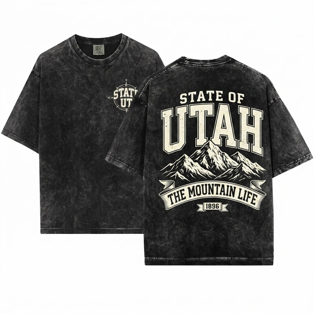 Utah Vintage Western Mountain Retro Travel Souvenir Unisex Wash T-Shirt