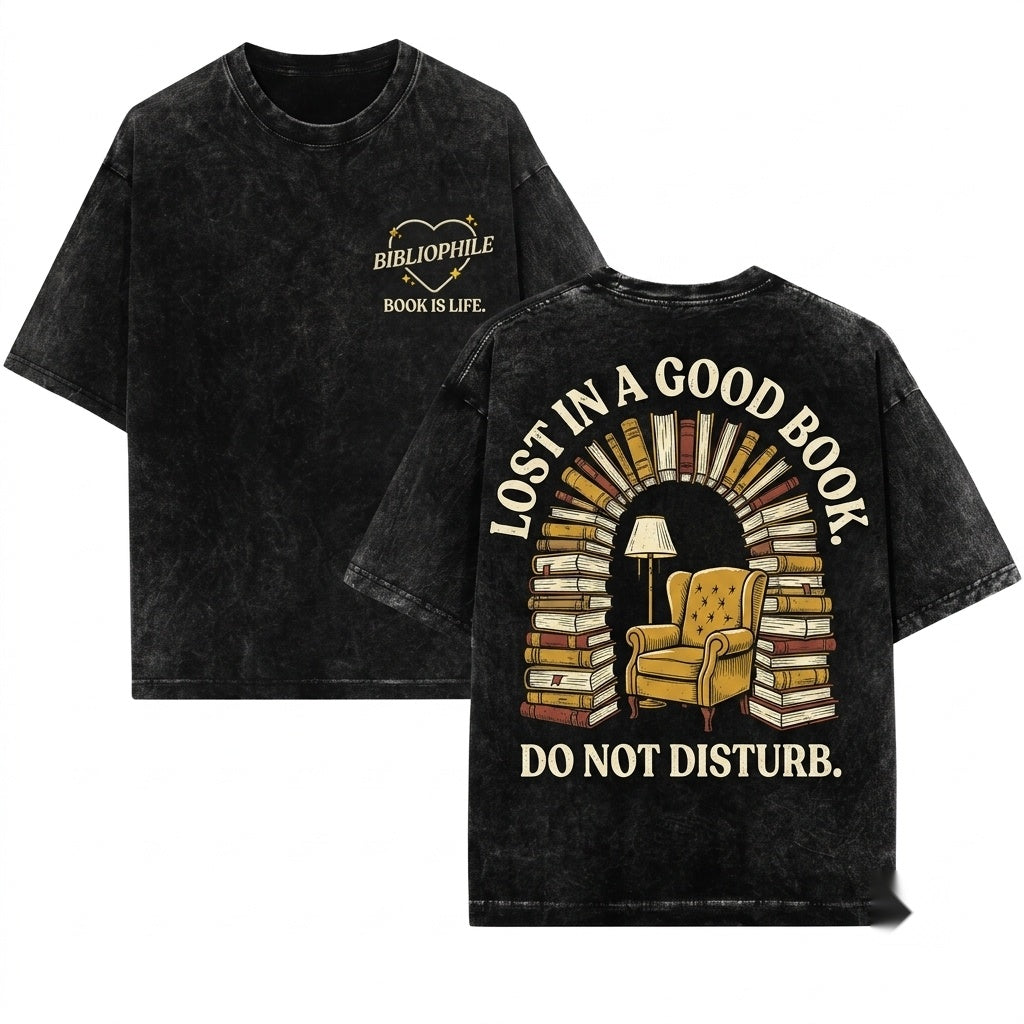 Id Rather Be Reading Embroidered Bookish Reader Literary Cozy Unisex Wash T-Shirt