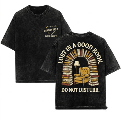 Id Rather Be Reading Embroidered Bookish Reader Literary Cozy Unisex Wash T-Shirt
