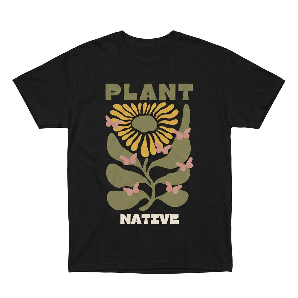 Plant Native Abstract Floral Design Sustainable Gardening Unisex TShirt