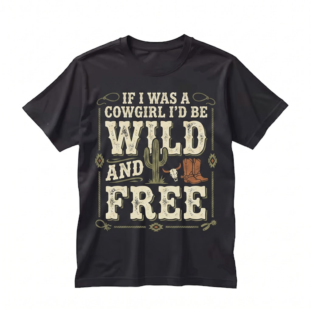If I Was A Cowgirl Id Be Wild And Free Southern Rodeo Boot Country Bachelorette Western Unisex TShirt