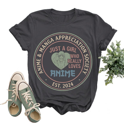 Just A Girl Who Loves Anime Gift Japanese Manga Otaku Kawaii Gamer Cosplay Graphic Unisex TShirt