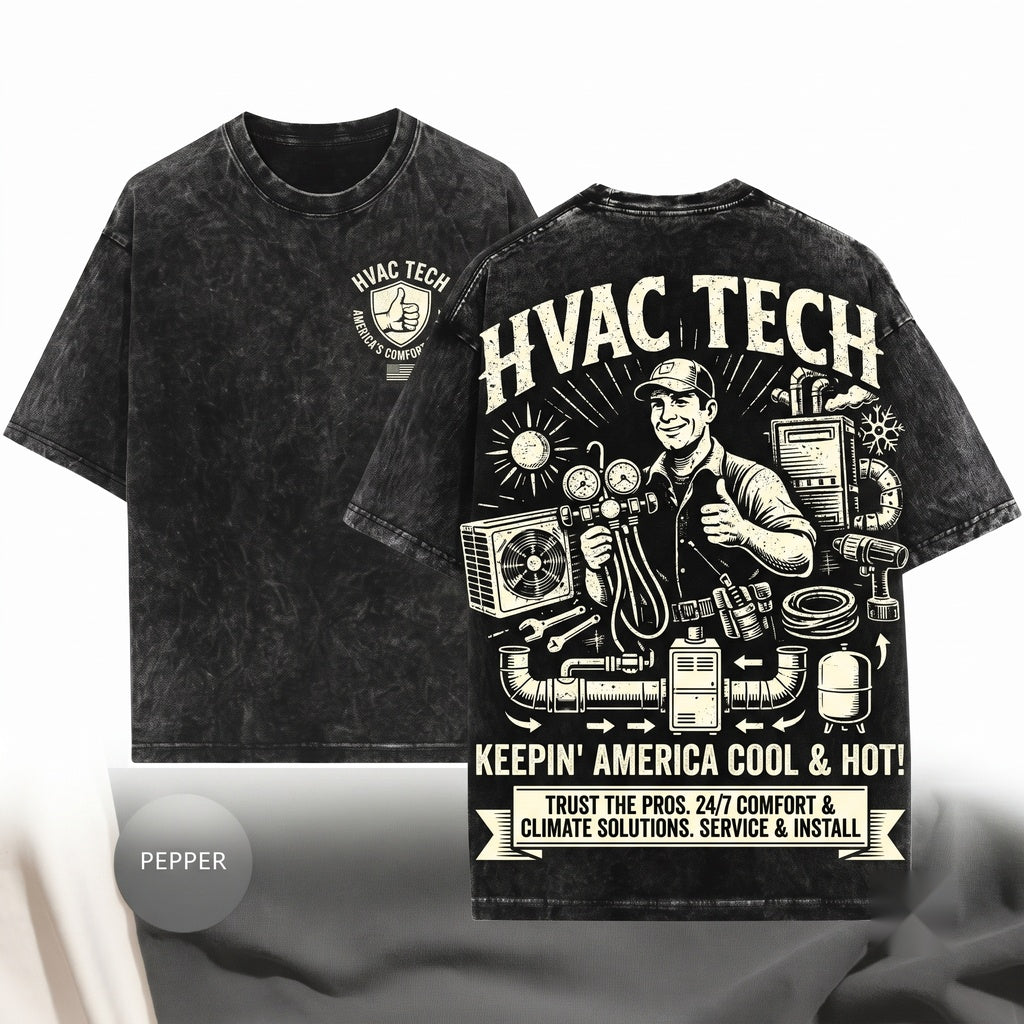 HVAC Technician AC Repairman Heating Cooling Furnace Service Tradesman Gift Keep Hot Unisex Wash T-Shirt