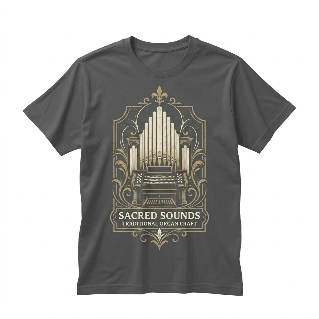 Vintage Pipe Organ Graphic Faux Gold Print Dark Academia Musician Apparel Unisex TShirt