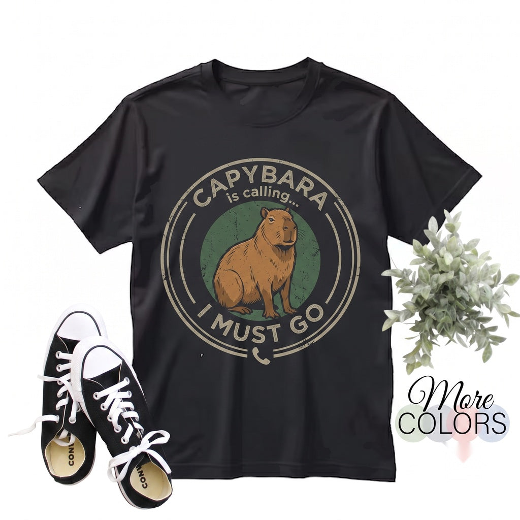 Capybara Calling I Must Go Lovers Gift, Largest Rodent Cavy Boys Girls Costume, Funny Animal Zoo Fans Pet Owner Present Unisex