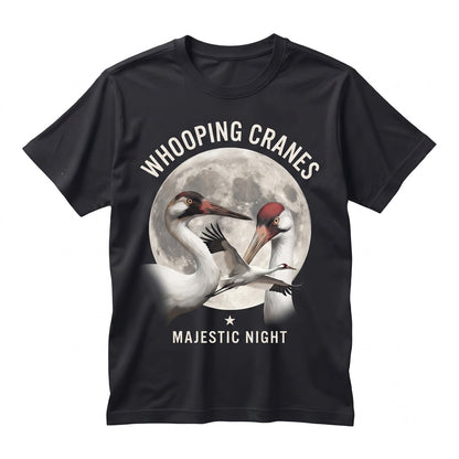 Three Whooping Crane Moon Funny 90s Vintage Graphic Aesthetic Retro Bird Parody Gift Unisex TShirt
