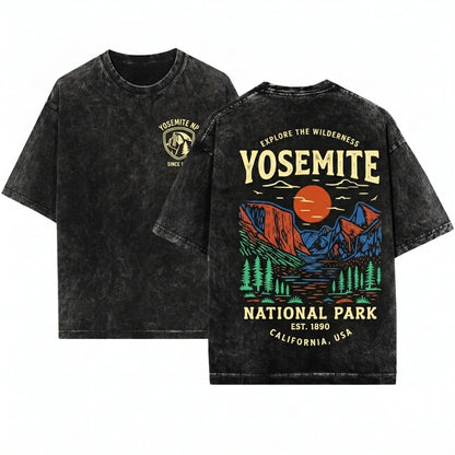 Yosemite National Park Half Dome Hiking Outdoor Adventure Graphic Unisex Wash T-Shirt