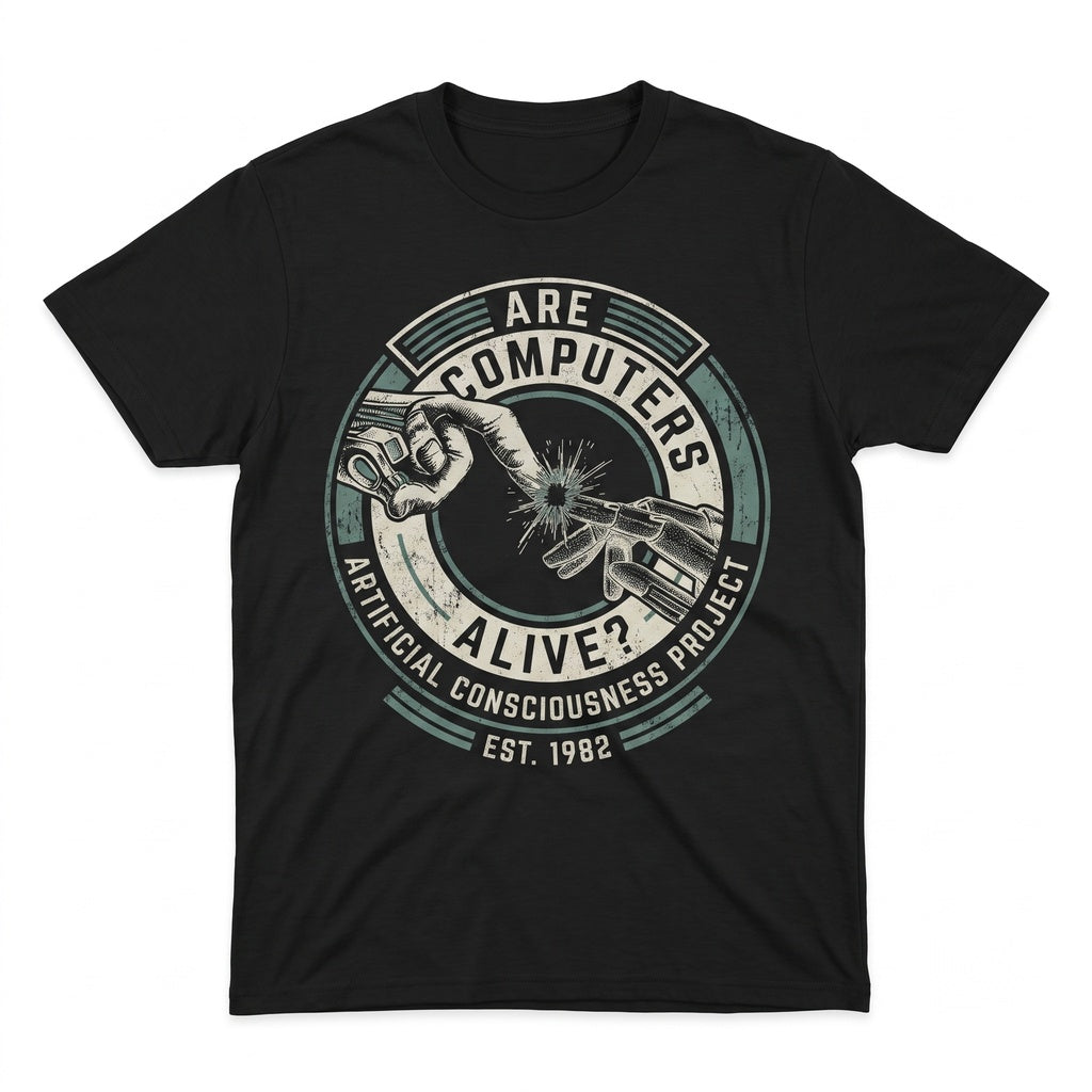 Are Computers Alive Vintage Tech AI Philosophy Graphic Print Unisex TShirt