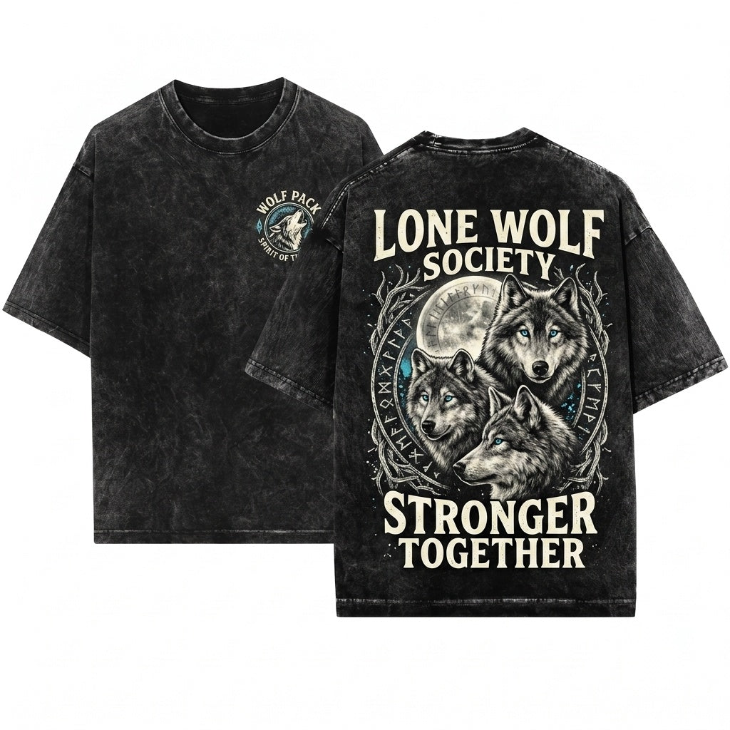 Wolf Vintage 90s Grunge Retro Faded Wild Nature Howling Moon Y2k Gothic 2000s Gift Unisex Wash T-Shirt