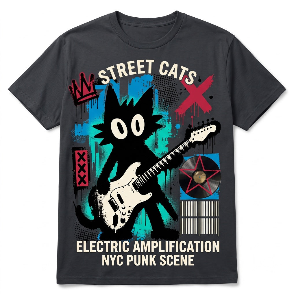 Rock Star Vintage Kitten Y2K Electric Guitar Punk Music Lover Unisex TShirt