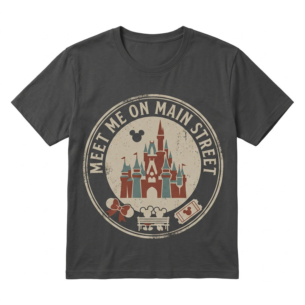 Meet Me On Main Street Couples Mouse Vacation Apparel Theme Park Unisex TShirt