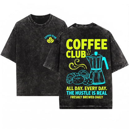 Retro Aesthetic Coffee Club Trendy Foodie Lover Gift Top Unisex Wash T-Shirt