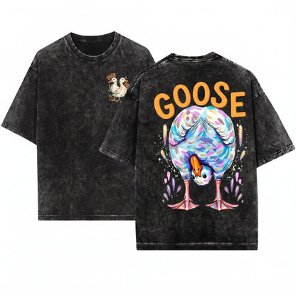 Retro Cute Funny Summer Farm Animal Duck Goose Unisex Wash T-Shirt