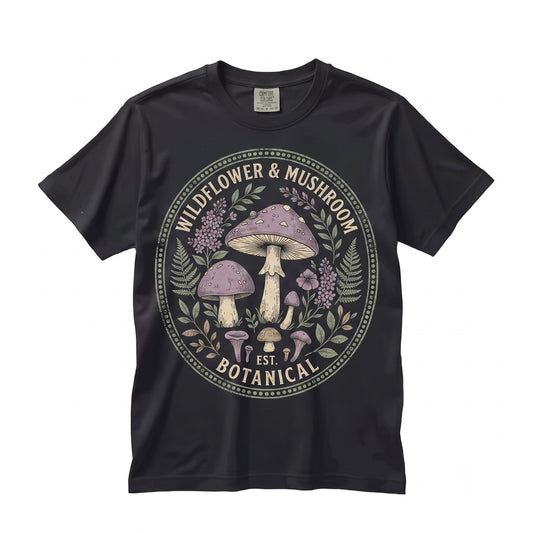 Vintage Purple Mushroom Retro Botanical Fungi Graphic Woodland Cottagecore Nature Gift Unisex TShirt