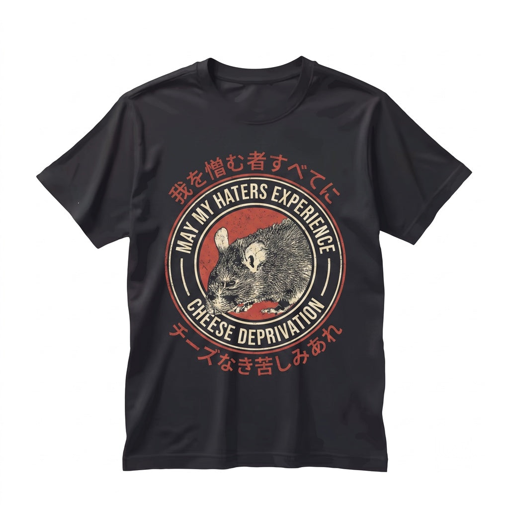 Funny May My Haters Experience Cheese Deprivation Vintage Japanese Mouse Graphic Humor Apparel Unisex TShirt