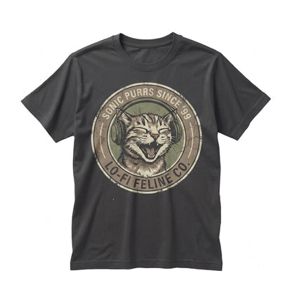 Funny Cat Headphones Vintage Graphic Music Lover Meme Gift Unisex TShirt