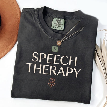 Retro Floral Speech Language Pathologist SLP Therapy Autumn Holiday Gift Unisex TShirt